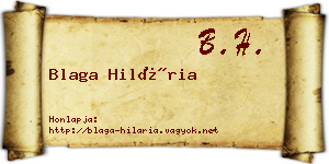 Blaga Hilária névjegykártya